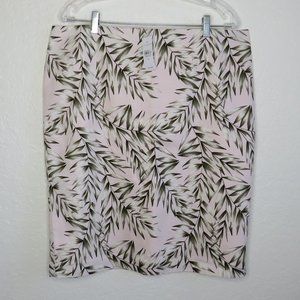 Ann Taylor* Women's Fully Lined 6.5" Back Slit Leafed Pencil Skirt~ Size‎ 14 NWT